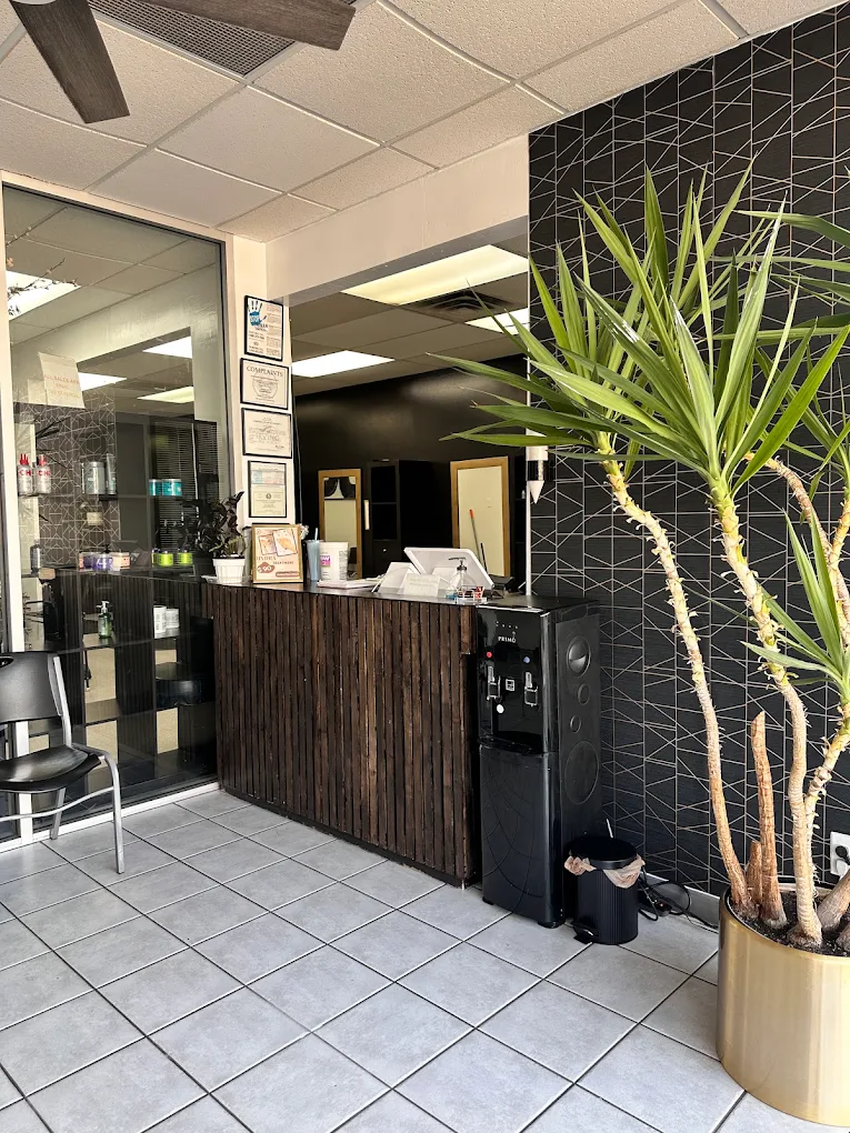 Reception desk inside Salon Express and Threading in Irving